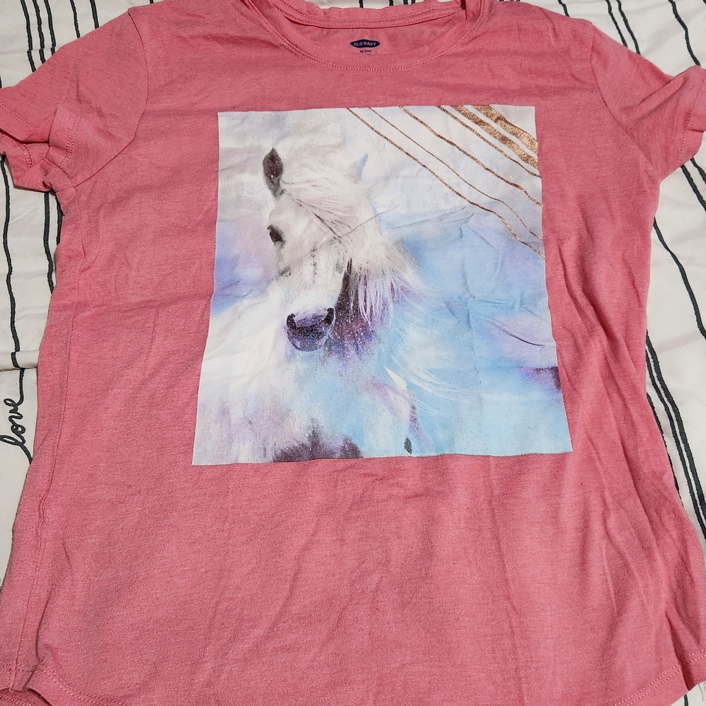 Old Navy Pink Kids Short Sleeve Tee with Horse Graphic